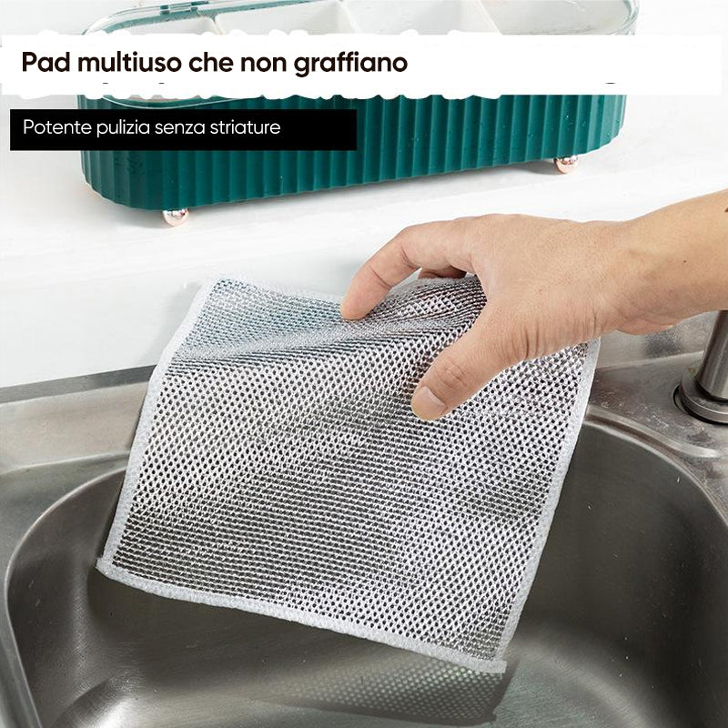 TERPINK Confezione Da 5 Strofinacci Multifunzionali In Filo Metallico Antigraffio - Panno Pulizia A Maglia Per Piatti, Lavandini E Banconi, Facile Da Risciacquare E Lavabile In Lavatrice
