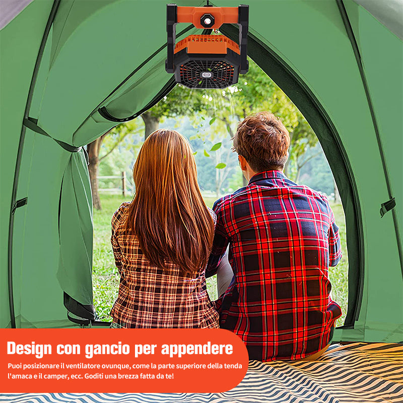 Ventilatore LED da campeggio con luce