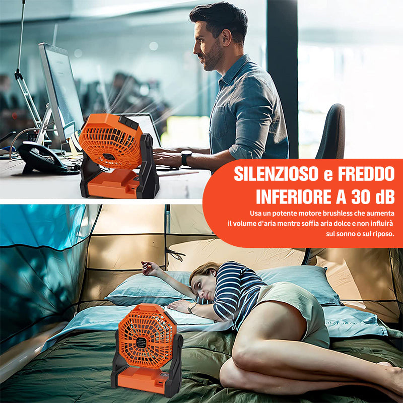 Ventilatore LED da campeggio con luce