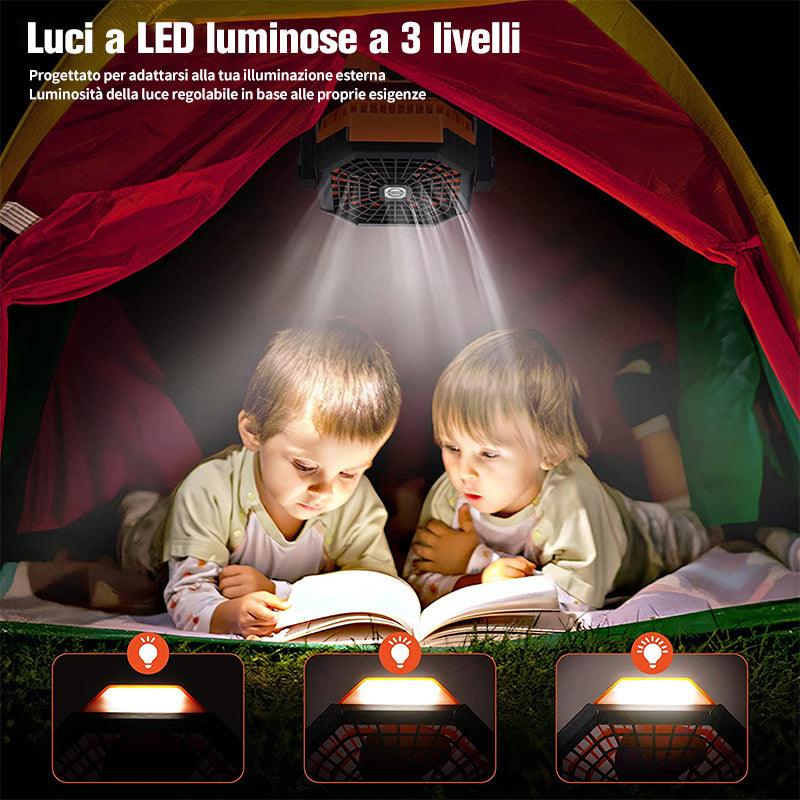 Ventilatore LED da campeggio con luce