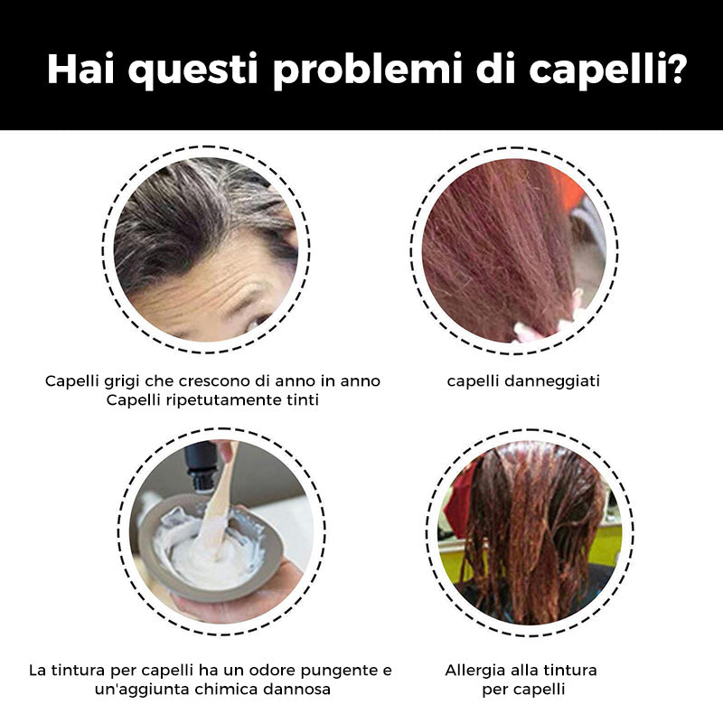 Shampoo colorante per capelli a bolle vegetali