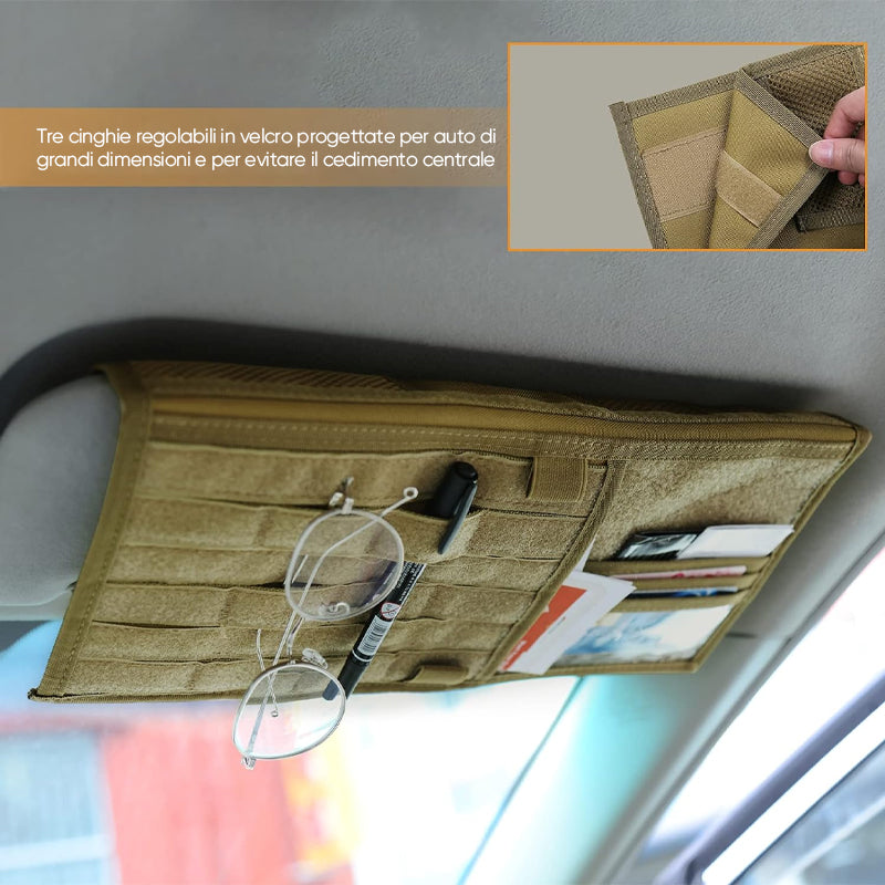 Organizzatore tattico per alette parasole da auto