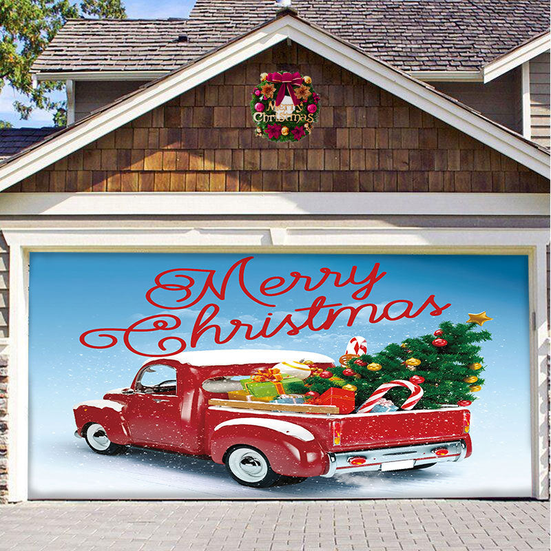 Ornamento della porta del garage con neve
