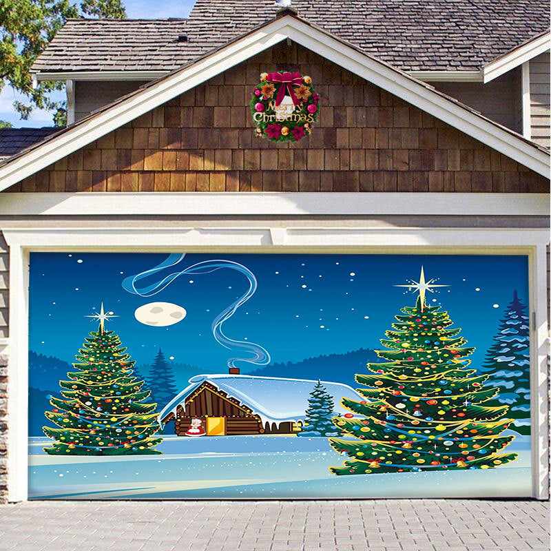 Ornamento della porta del garage con neve