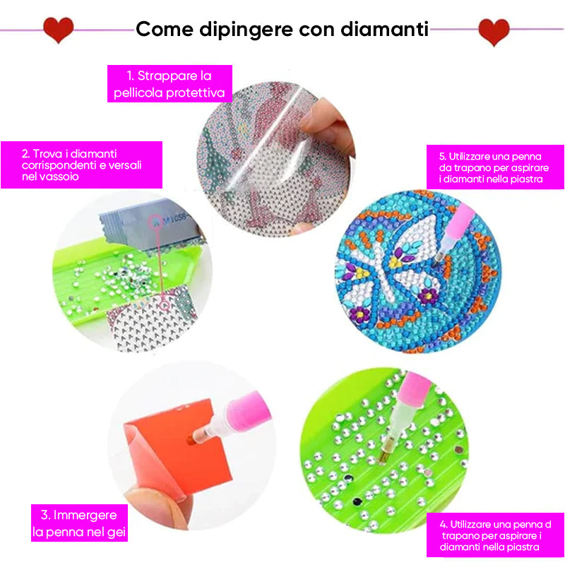 🌸Sottobicchieri con diamanti Sottobicchieri con pittura con diamanti (Mandala)
