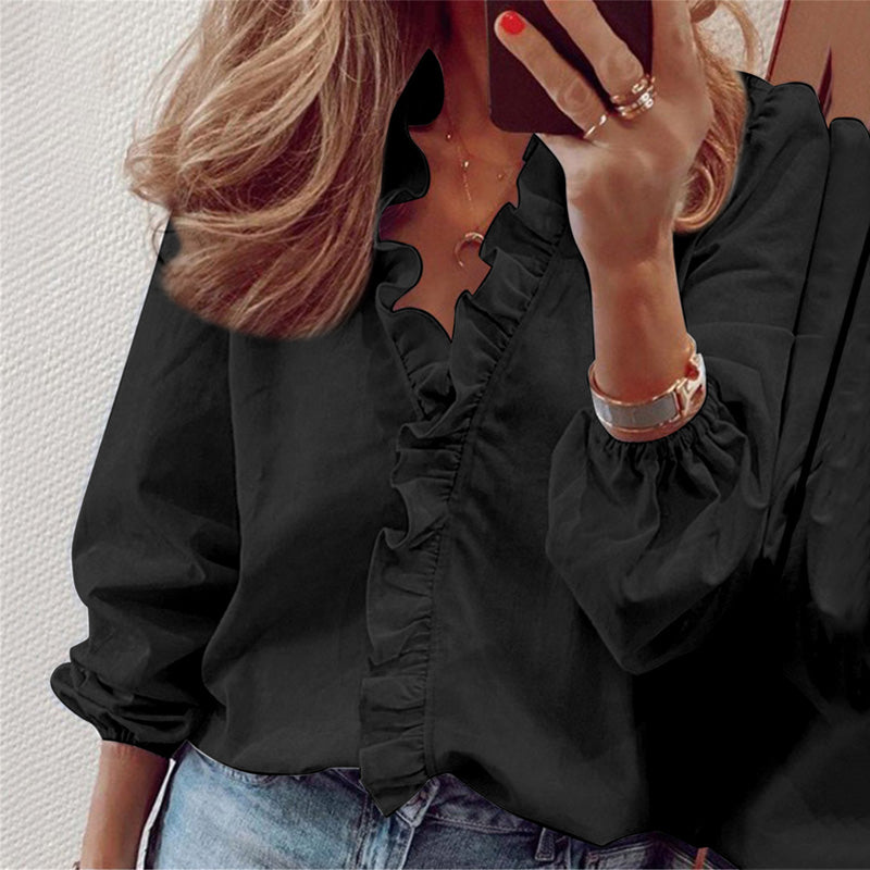 🎉Speciali estive🎉Camicia da donna a maniche lunghe con volant