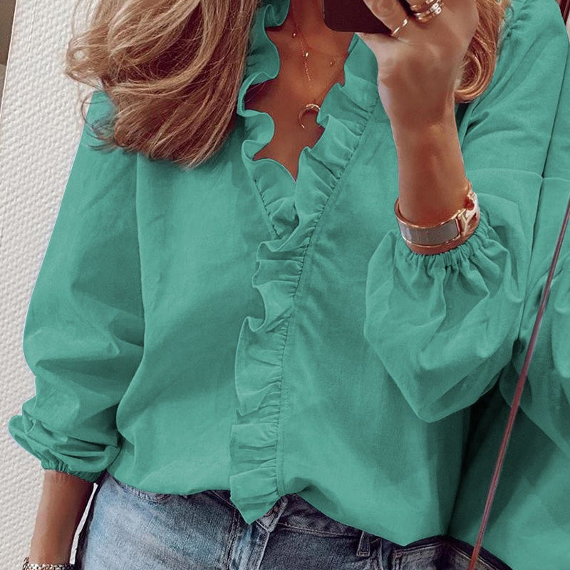 🎉Speciali estive🎉Camicia da donna a maniche lunghe con volant