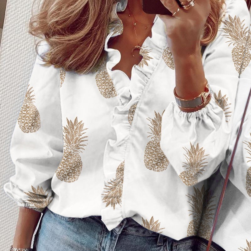 🎉Speciali estive🎉Camicia da donna a maniche lunghe con volant