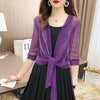 Cardigan scintillante in tessuto di seta sottile