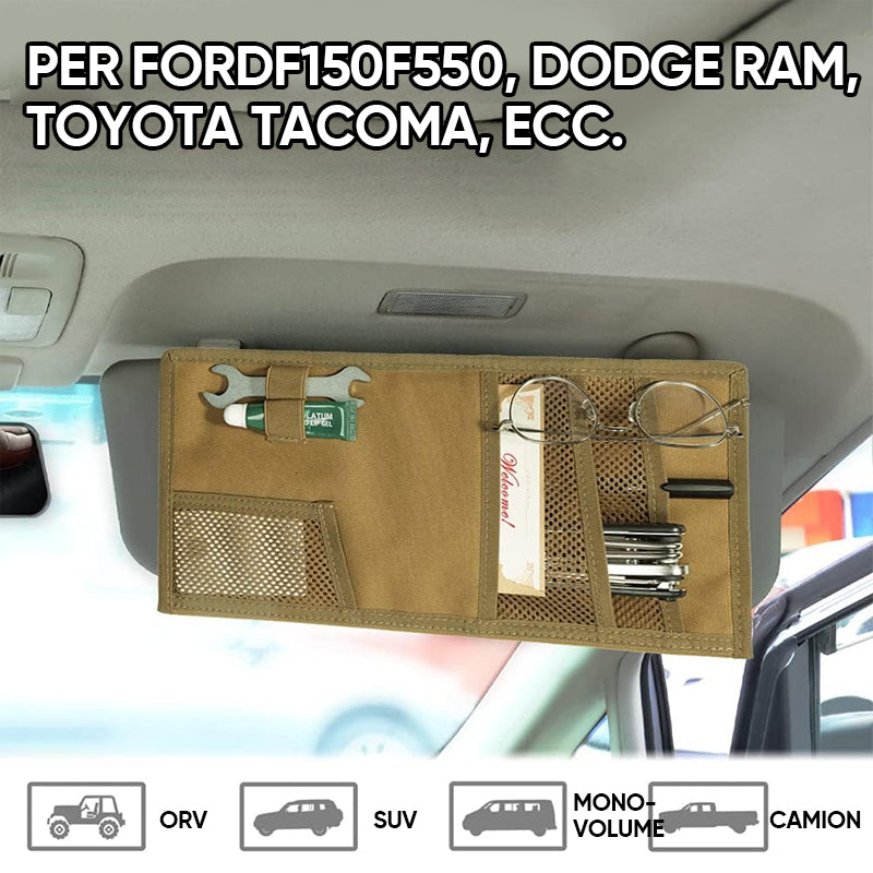 Organizzatore tattico per alette parasole da auto