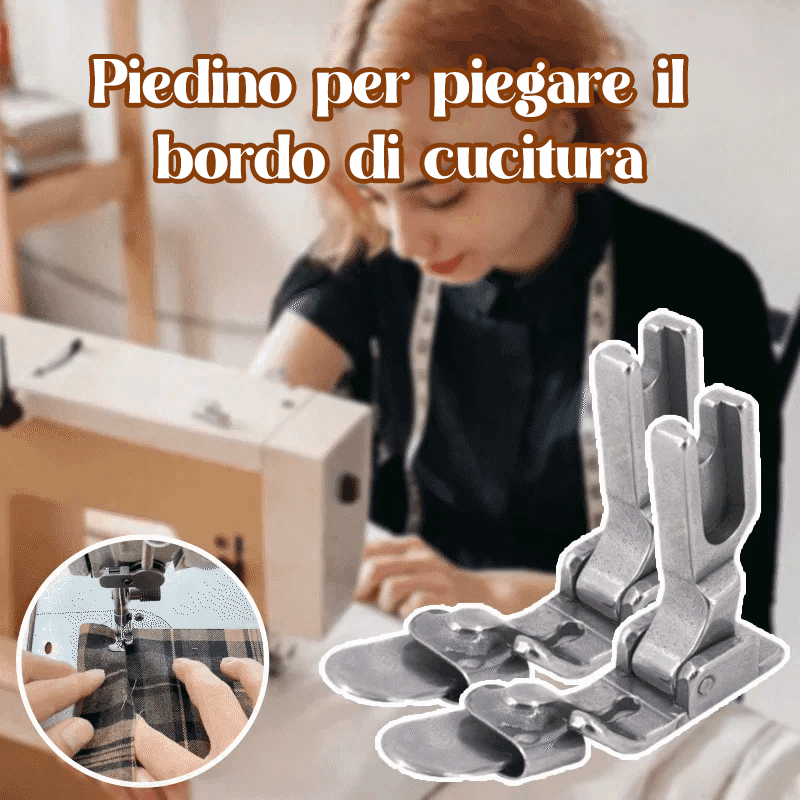 Piedino pieghevole per bordo da cucire