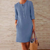 Abito a girocollo in lino e cotone casual di colore puro