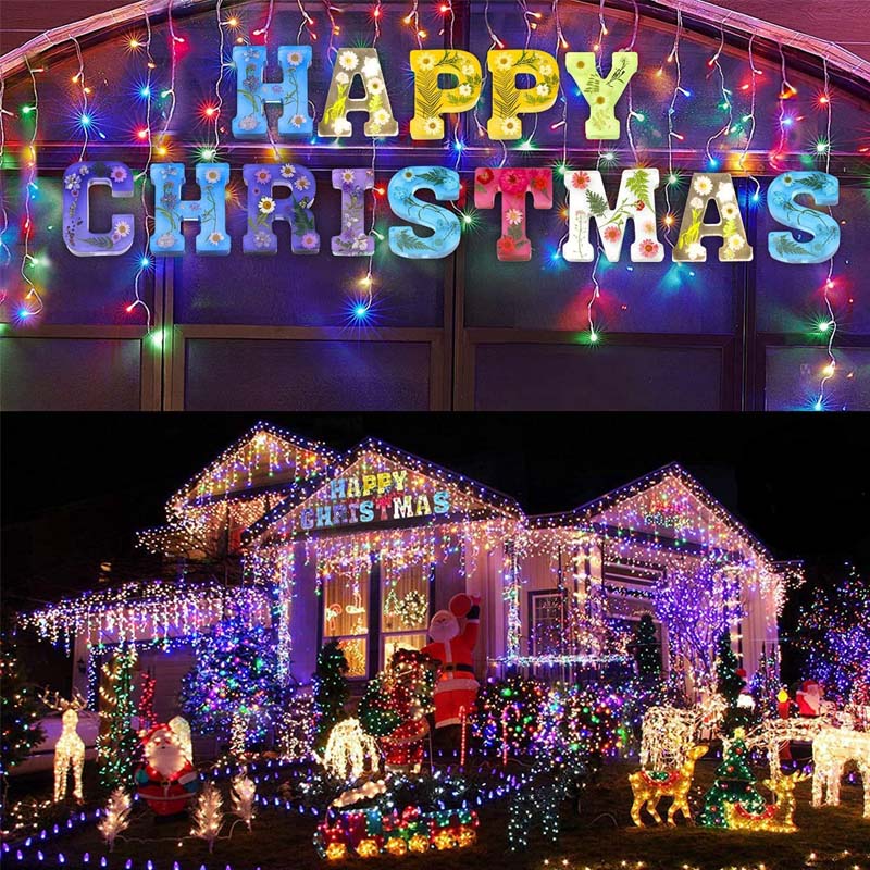 Luce notturna con lettere di fiori secchi