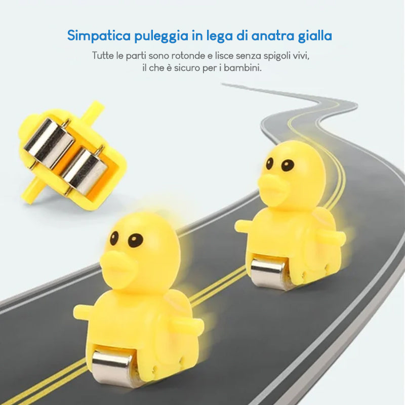 🦆Pista di scorrimento anatra elettrica con luci e musica