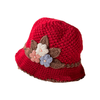 Cappello di lana lavorato a maglia con fiori da donna addensati francesi