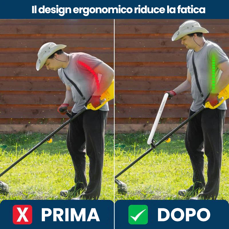Impugnatura ergonomica per il tagliaerba con maniglia di prolunga