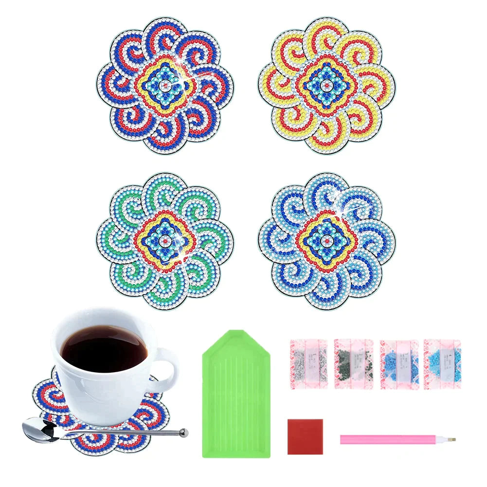 🌸Sottobicchieri con diamanti Sottobicchieri con pittura con diamanti (Mandala)