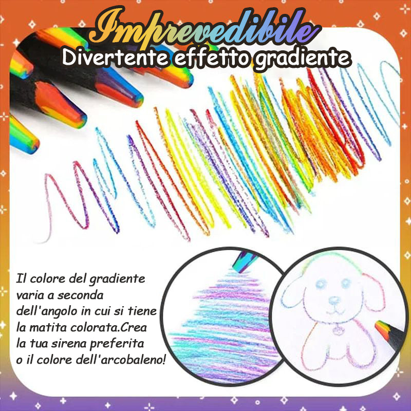 Divertenti matite colorate con gradiente arcobaleno (12 pezzi)