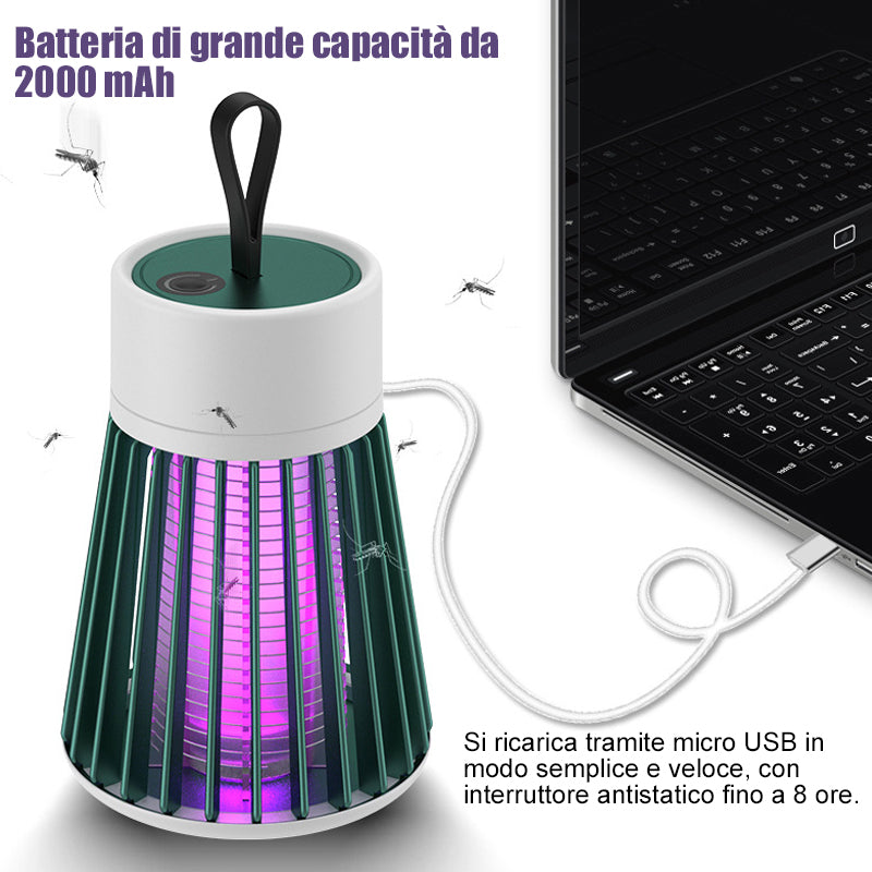 Lampada trappola per zanzare e mosche ricaricabile tramite USB