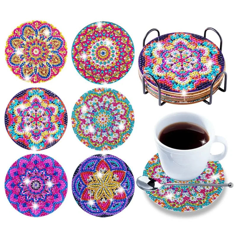🌸Sottobicchieri con diamanti Sottobicchieri con pittura con diamanti (Mandala)