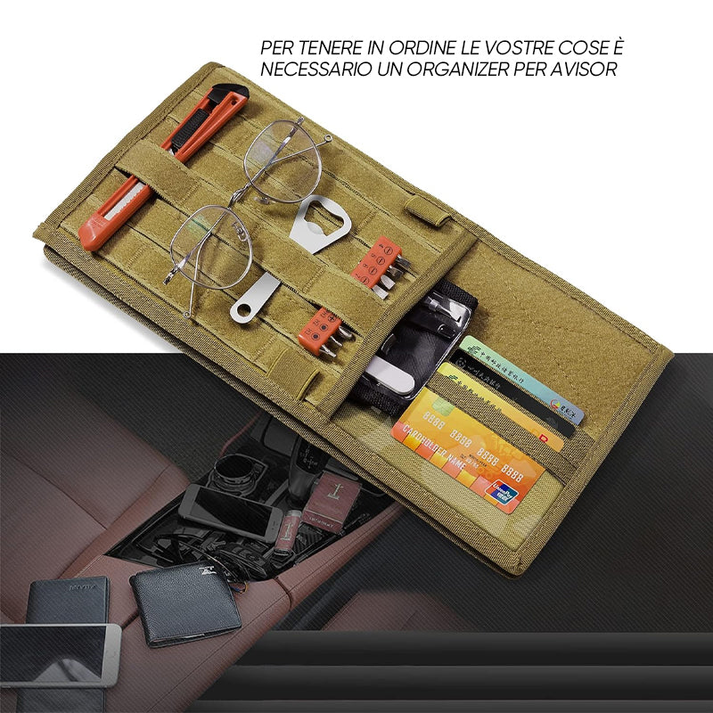 Organizzatore tattico per alette parasole da auto