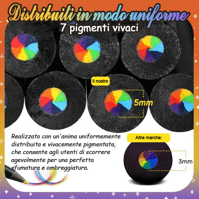 Divertenti matite colorate con gradiente arcobaleno (12 pezzi)