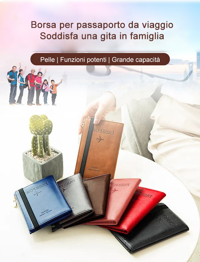 Portafoglio per passaporto multifunzionale RFID