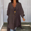 Camicia estiva casual in cotone e lino con scollo a V