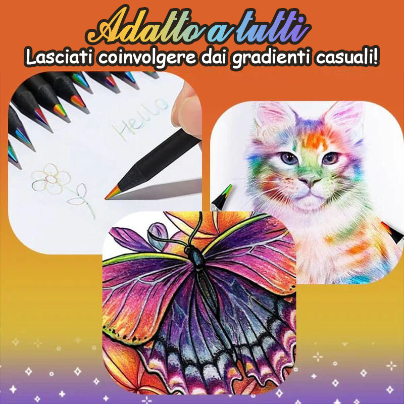 Divertenti matite colorate con gradiente arcobaleno (12 pezzi)