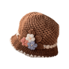 Cappello di lana lavorato a maglia con fiori da donna addensati francesi