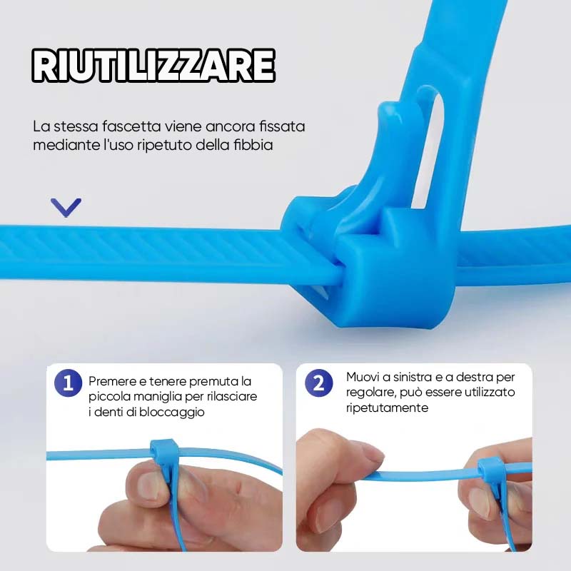 Fascette fermacavi riutilizzabili (100 pezzi)
