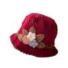 Cappello di lana lavorato a maglia con fiori da donna addensati francesi