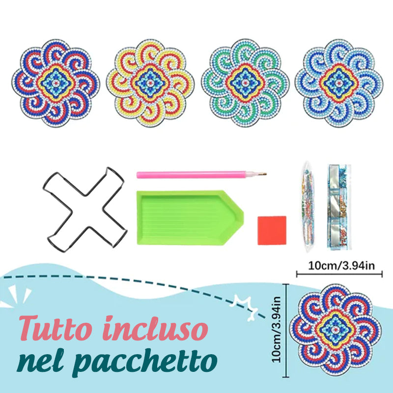 🌸Sottobicchieri con diamanti Sottobicchieri con pittura con diamanti (Mandala)