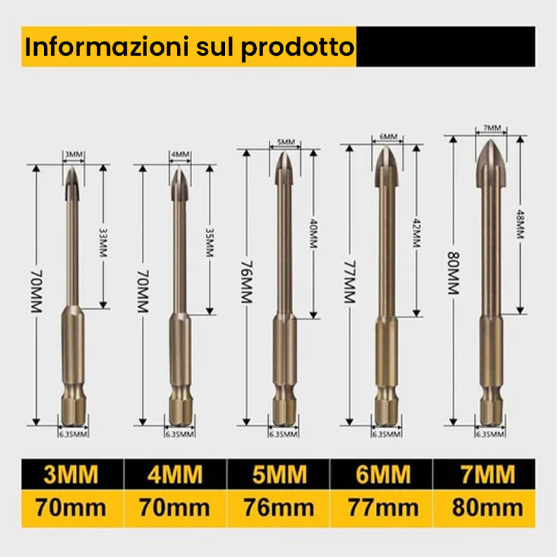 🔥 Punte triangolari con codolo esagonale in lega (5 pezzi)
