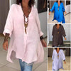 Camicia estiva casual in cotone e lino con scollo a V