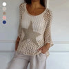Top all'uncinetto cavo con scollo tondo a cinque stelle