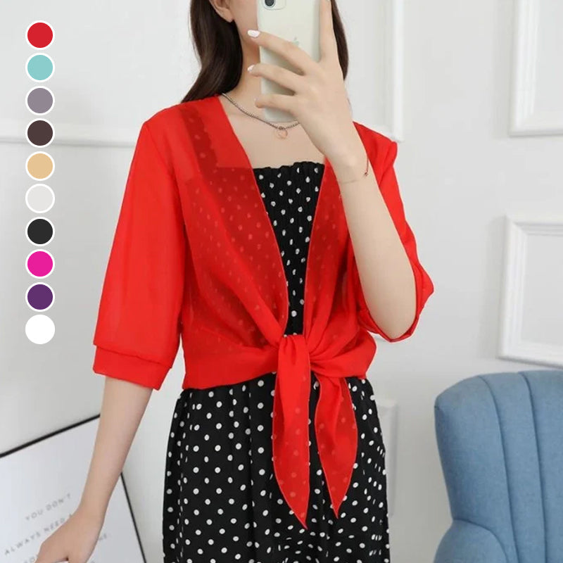 Cardigan scintillante in tessuto di seta sottile