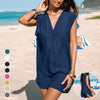 Abito camicia con protezione solare con scollo profondo a V