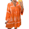 Abito babydoll abbottonato con scollo a V