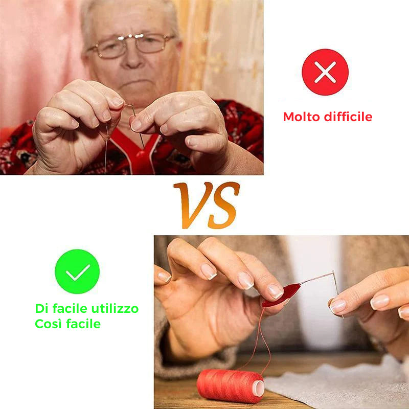 Infila ago per cucire a mano
