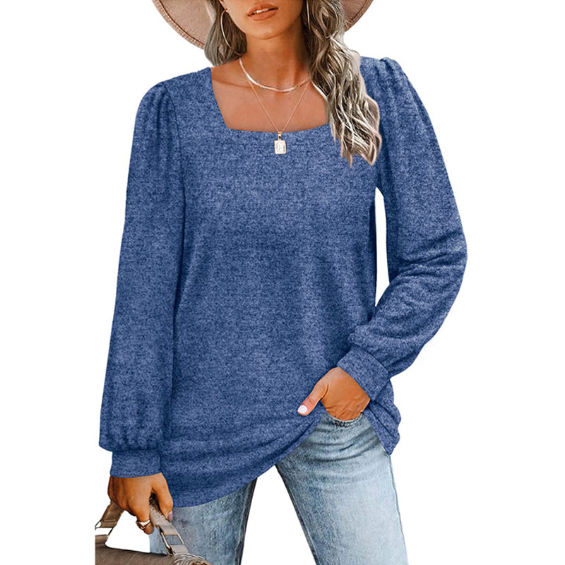 T-shirt a Maniche Lunghe con Maniche a Sbuffo Casual Larghe