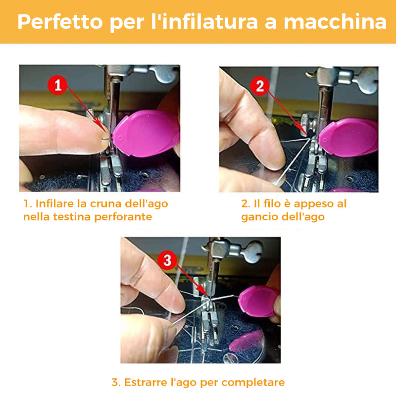 Infila ago per cucire a mano