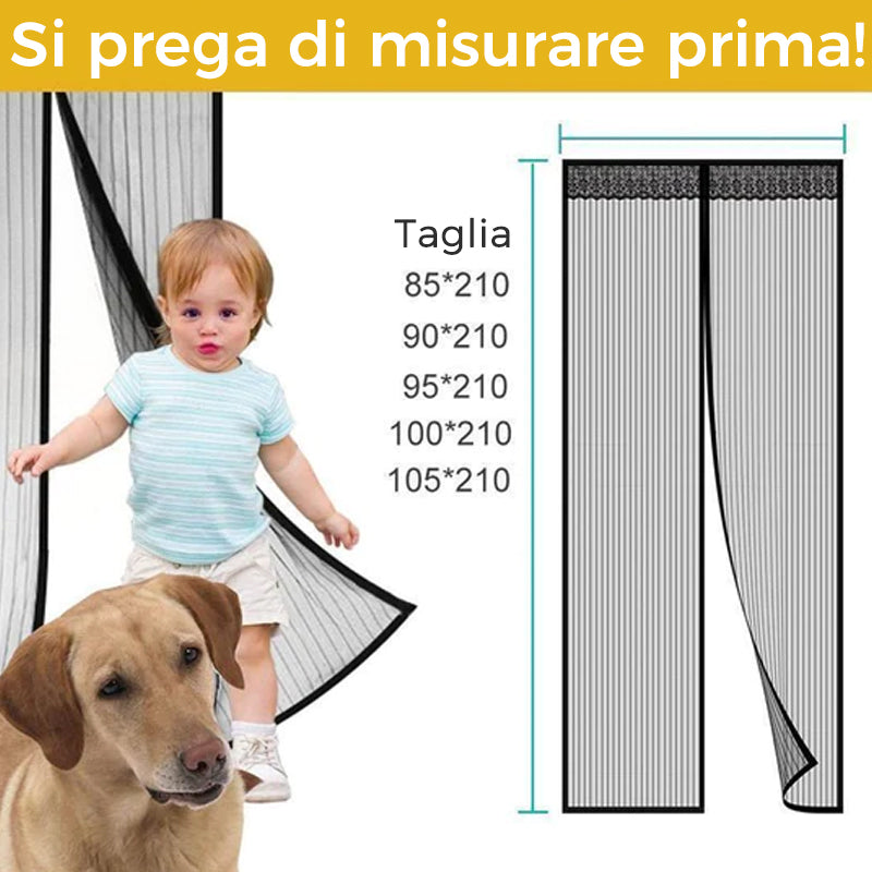 Tenda per porta in rete magnetica anti zanzare e insetti