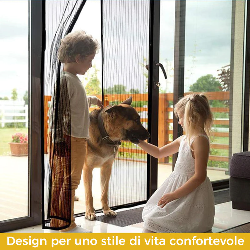 Tenda per porta in rete magnetica anti zanzare e insetti
