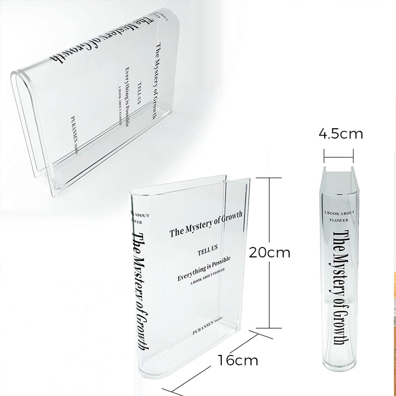 Vaso acrilico a forma di libro