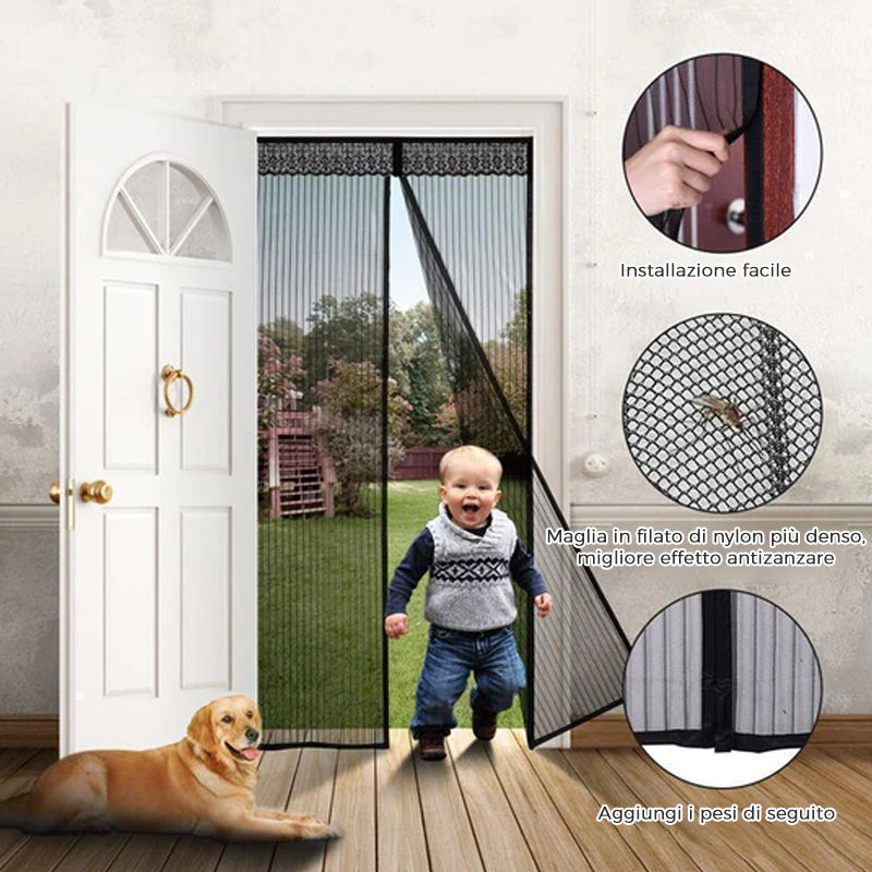 Tenda per porta in rete magnetica anti zanzare e insetti