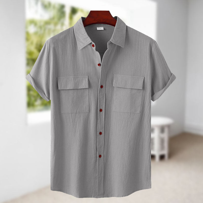 Camicia da uomo a maniche corte in lino