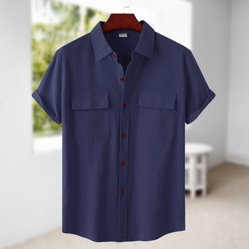 Camicia da uomo a maniche corte in lino