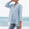 Blusa monocromatica per il tempo libero con scollo a V