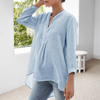 Blusa monocromatica per il tempo libero con scollo a V
